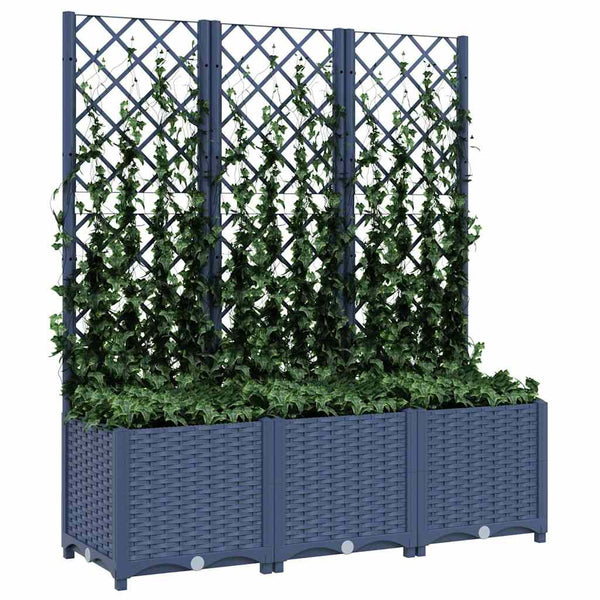 Pflanzkübel mit Spalier Blaugrau 120x40x136 cm PP