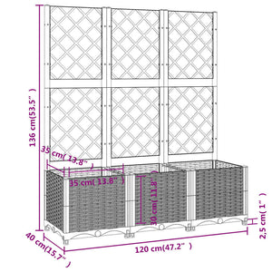 Garten-Pflanzgefäß mit Spalier Braun 120 x 40 x 136 cm PP