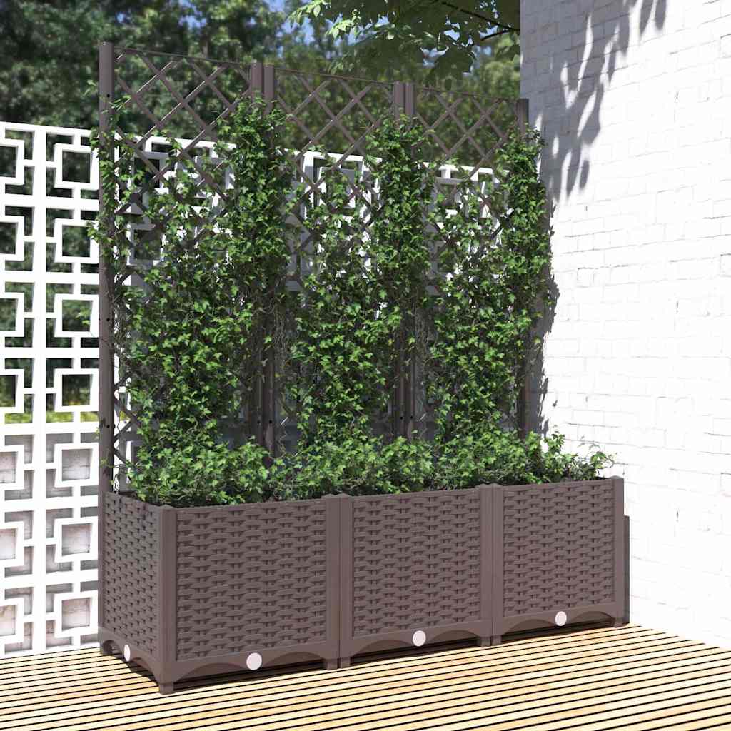 Garten-Pflanzgefäß mit Spalier Braun 120 x 40 x 136 cm PP