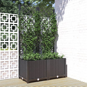 Garten-Pflanzgefäß mit Spalier Schwarz 80 x 40 x 136 cm PP