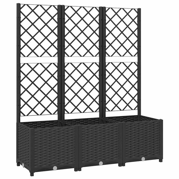 Garten-Pflanzgefäß mit Spalier Schwarz 120 x 40 x 136 cm PP