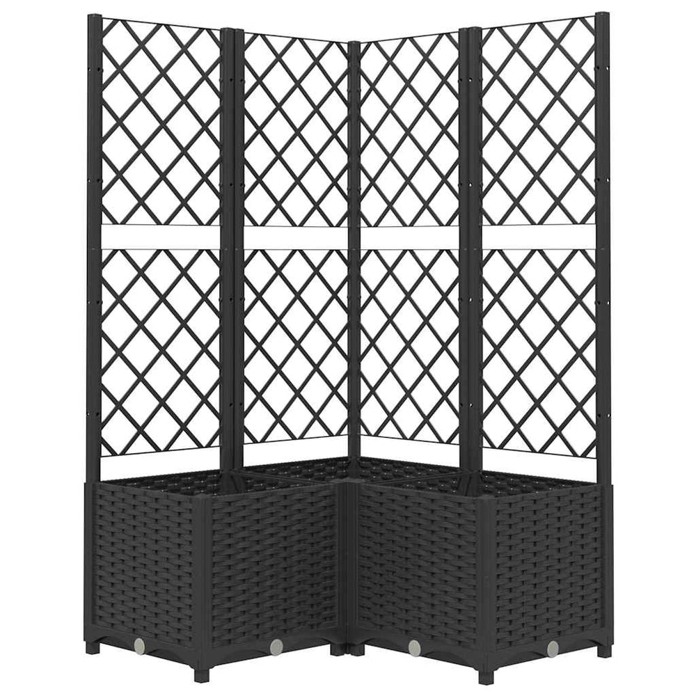 Pflanzkübel mit Spalier Schwarz 80x80x136 cm PP
