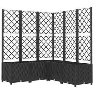 vidaXL Planter with Trellis Black 120x120x136 cm PP