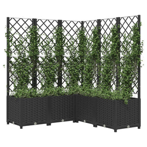 vidaXL Planter with Trellis Black 120x120x136 cm PP
