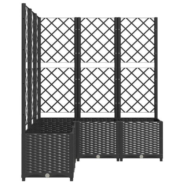 vidaXL Planter with Trellis Black 120x120x136 cm PP
