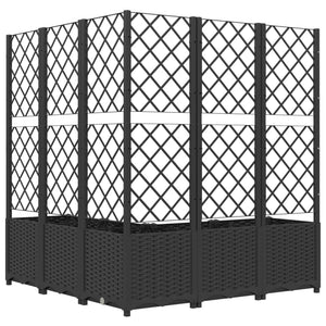 vidaXL Planter with Trellis Black 120x120x136 cm PP