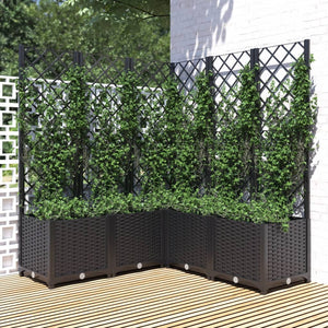 vidaXL Planter with Trellis Black 120x120x136 cm PP