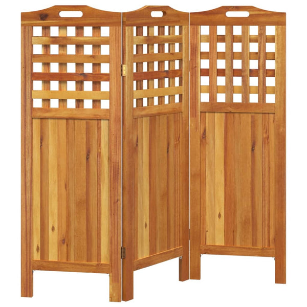 vidaXL 3-Panel Room Divider 121.5x2x115 cm Solid Acacia Wood