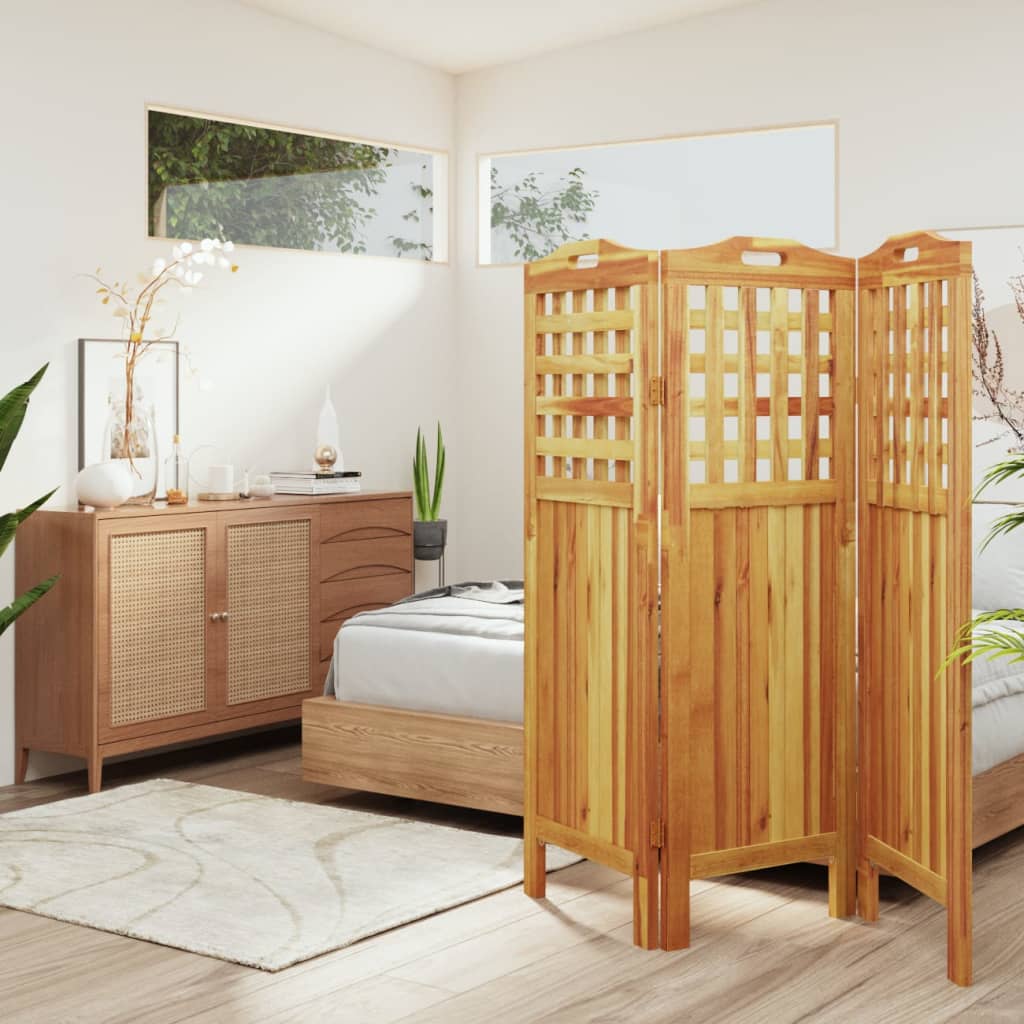 vidaXL 3-Panel Room Divider 121.5x2x115 cm Solid Acacia Wood