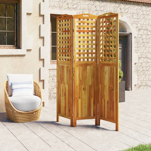 vidaXL 3-Panel Room Divider 121.5x2x180 cm Solid Acacia Wood