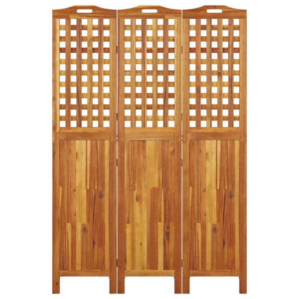 vidaXL 3-Panel Room Divider 121.5x2x180 cm Solid Acacia Wood