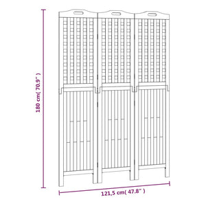 vidaXL 3-Panel Room Divider 121.5x2x180 cm Solid Acacia Wood