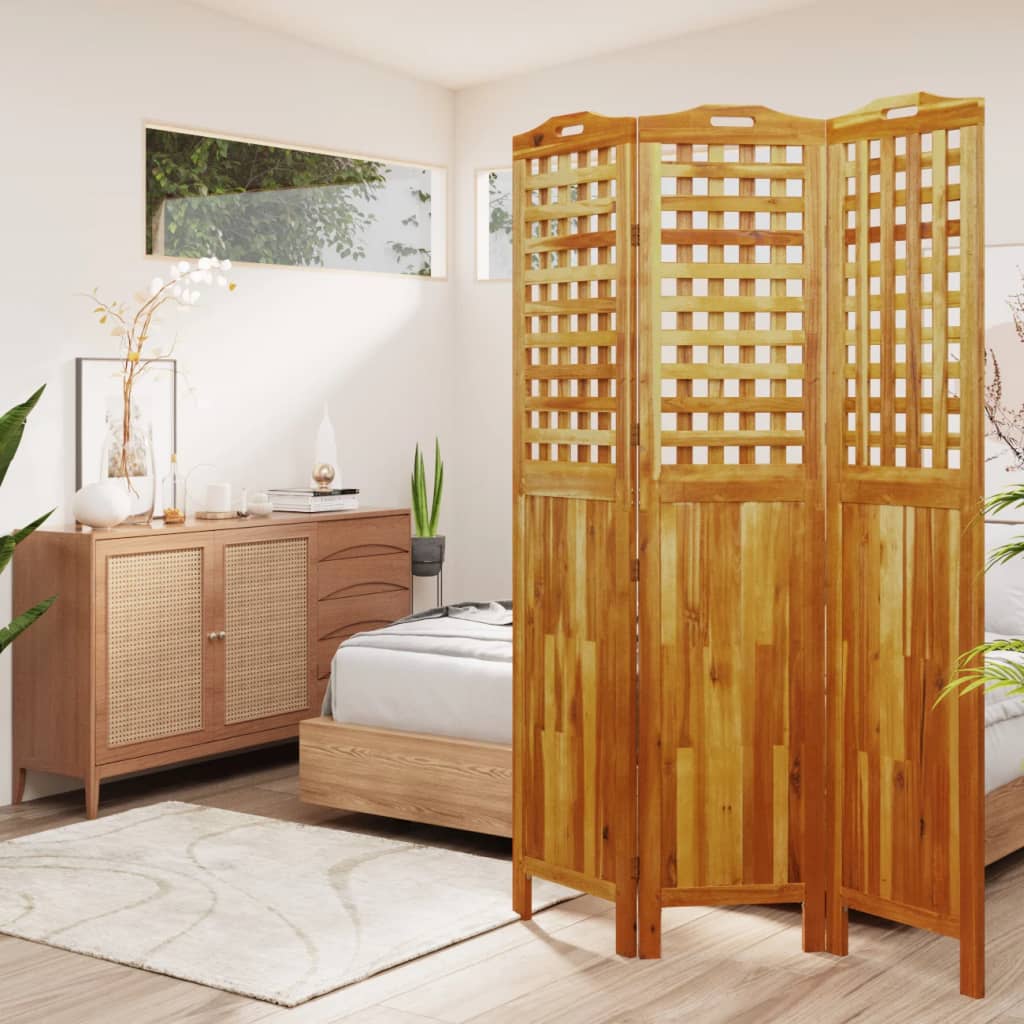 vidaXL 3-Panel Room Divider 121.5x2x180 cm Solid Acacia Wood