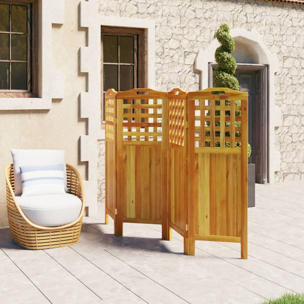 vidaXL 4-Panel Room Divider 162x2x115 cm Solid Acacia Wood