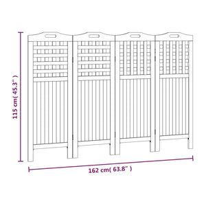 vidaXL 4-Panel Room Divider 162x2x115 cm Solid Acacia Wood
