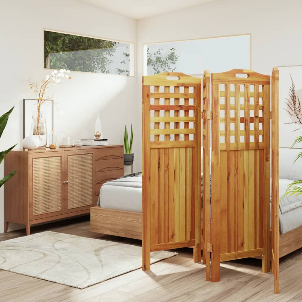vidaXL 4-Panel Room Divider 162x2x115 cm Solid Acacia Wood