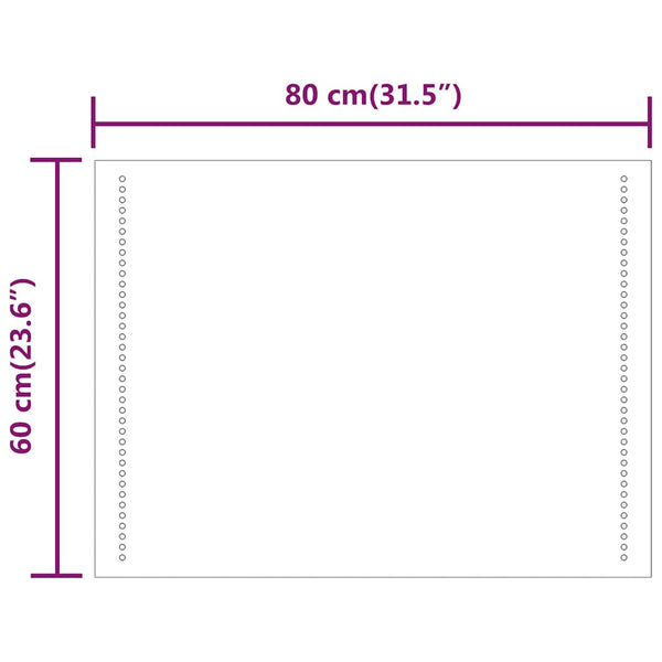 vidaXL LED Bathroom Mirror 80x60 cm