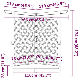 vidaXL Corner Pergola with Bench 166x81x174 cm Impregnated Pine Wood