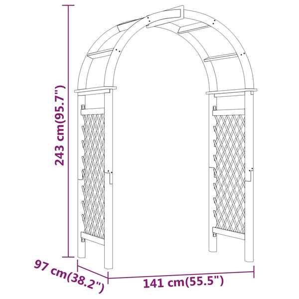 vidaXL Rose Arch with Trellis 141x97x243 cm Solid Pine Wood