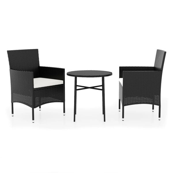 vidaXL 3-Piece Garden Dining Set Poly Rattan Black