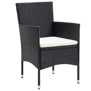 vidaXL 3-Piece Garden Dining Set Poly Rattan Black