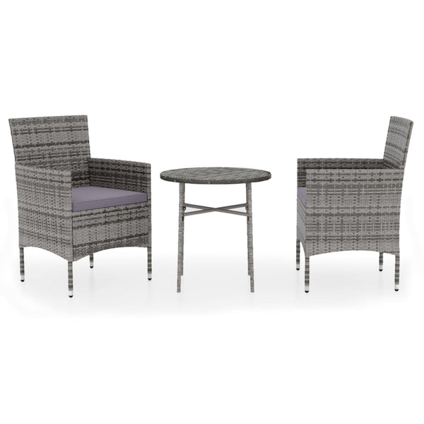 vidaXL 3-Piece Garden Dining Set Poly Rattan Grey