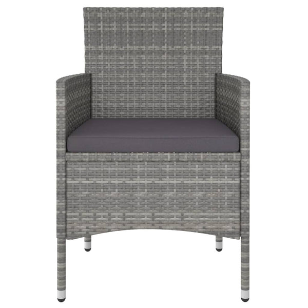 vidaXL 3-Piece Garden Dining Set Poly Rattan Grey