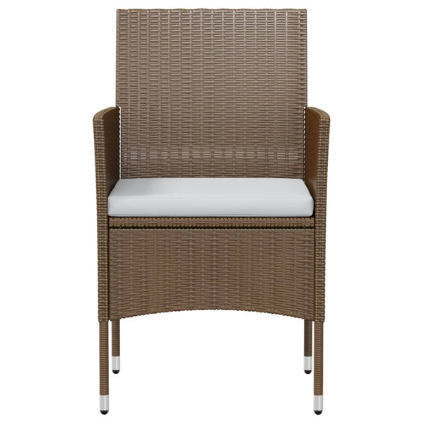 vidaXL 3-Piece Garden Dining Set Poly Rattan Brown