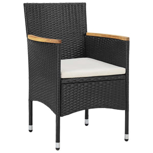 vidaXL 3-Piece Garden Dining Set Poly Rattan Black