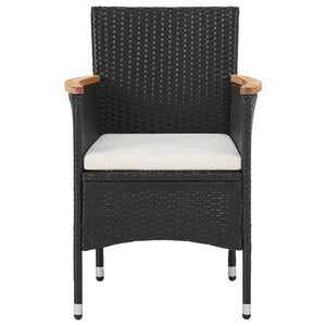 vidaXL 3-Piece Garden Dining Set Poly Rattan Black