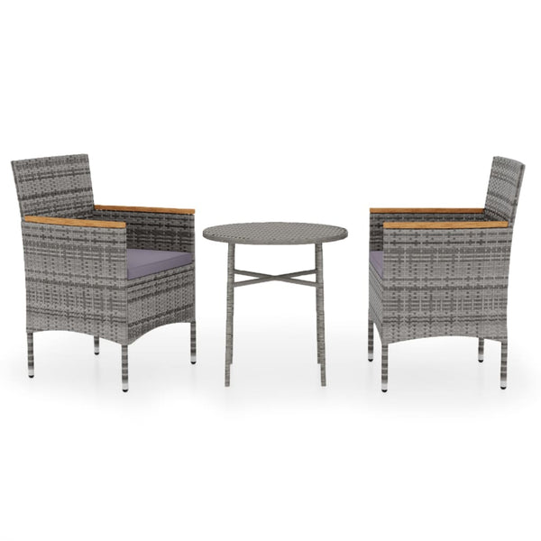 vidaXL 3-Piece Garden Dining Set Poly Rattan Grey
