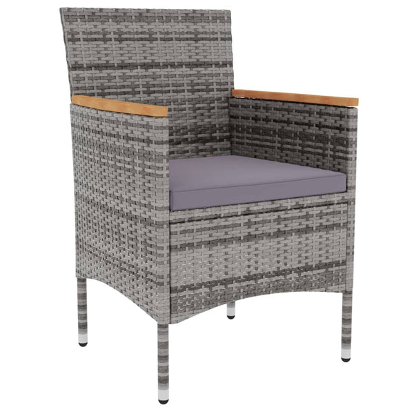 vidaXL 3-Piece Garden Dining Set Poly Rattan Grey