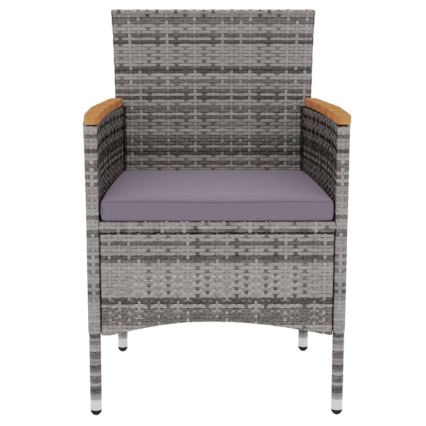 vidaXL 3-Piece Garden Dining Set Poly Rattan Grey