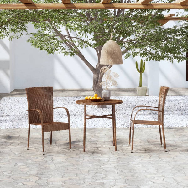 vidaXL 3-Piece Garden Dining Set Poly Rattan Brown