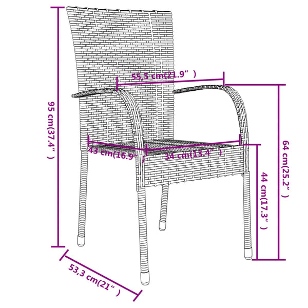 vidaXL 3-Piece Garden Dining Set Poly Rattan Black