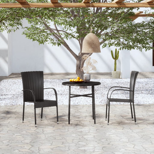vidaXL 3-Piece Garden Dining Set Poly Rattan Black