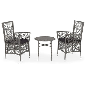 vidaXL 3-Piece Garden Dining Set Poly Rattan Grey
