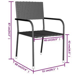 vidaXL 3-Piece Garden Dining Set Poly Rattan Grey