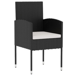 vidaXL 3-Piece Garden Dining Set Poly Rattan Black