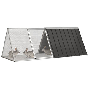 vidaXL Rabbit Cage Anthracite 201.5x80.5x71 cm Galvanized Steel