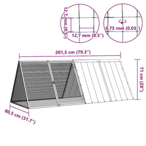 vidaXL Rabbit Cage Anthracite 201.5x80.5x71 cm Galvanized Steel