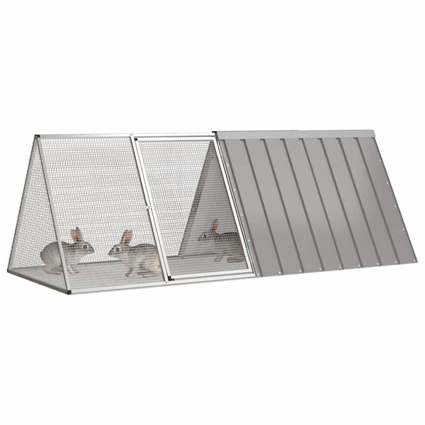 vidaXL Rabbit Cage Gray 201.5x80.5x71 cm Galvanized Steel