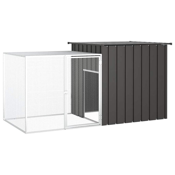 vidaXL Chicken Coop Anthracite 200x91x100 cm Galvanized Steel