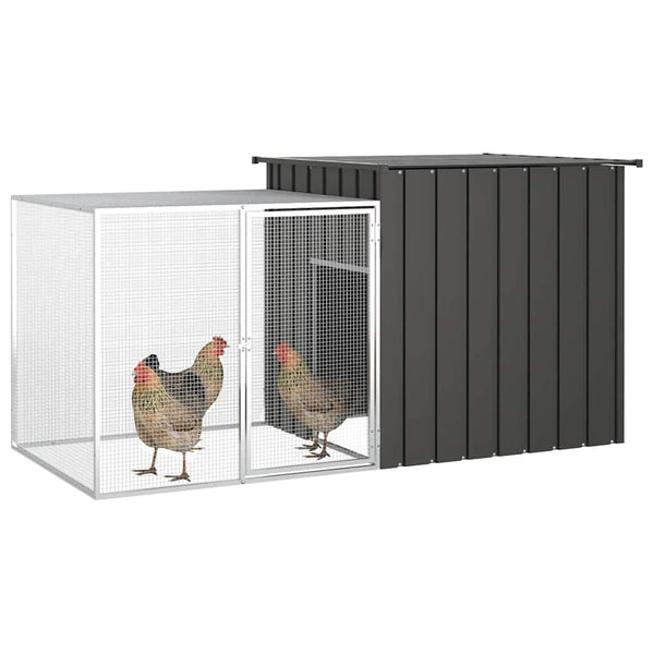 vidaXL Chicken Coop Anthracite 200x91x100 cm Galvanized Steel
