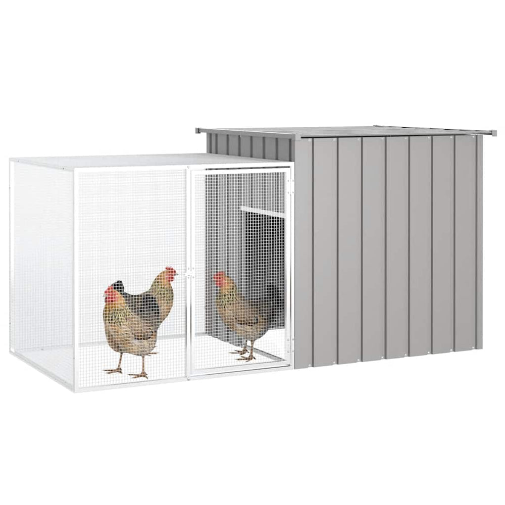 vidaXL Chicken Coop Grey 200x91x100 cm Galvanised Steel