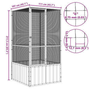 vidaXL Bird Cage Anthracite 111x107x211.5 cm Galvanized Steel