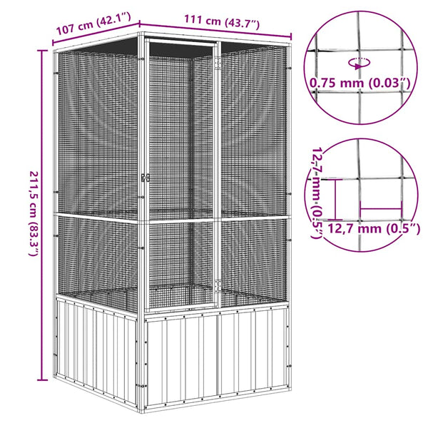 vidaXL Bird Cage Anthracite 111x107x211.5 cm Galvanized Steel