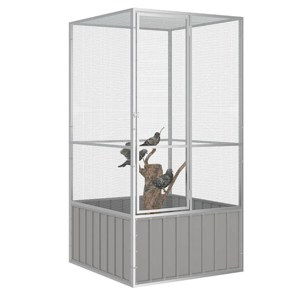 vidaXL Bird Cage Grey 111x107x211.5 cm Galvanized Steel