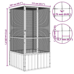 vidaXL Bird Cage Grey 111x107x211.5 cm Galvanized Steel