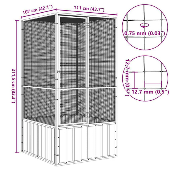 vidaXL Bird Cage Grey 111x107x211.5 cm Galvanized Steel